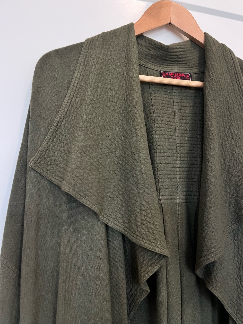 Tienda Ho olive green fringed tassels boho Lagenlook hippie flowy jacket kimono - Picture 4 of 12